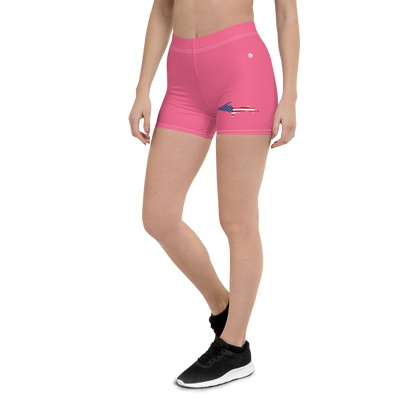 Michigan Upper Peninsula Tight Shorts (w/ UP Outline) | Rhodochrosite Pink