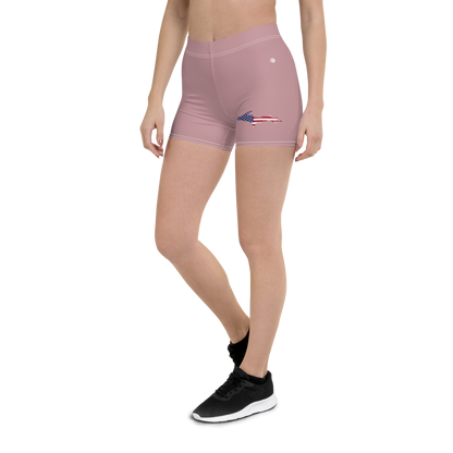 Michigan Upper Peninsula Tight Shorts (w/ UP Outline) | Cherry Blossom Pink