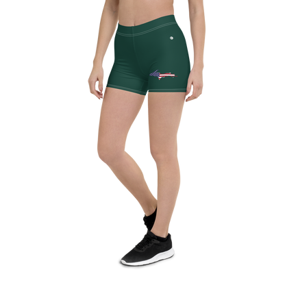 Michigan Upper Peninsula Tight Shorts (w/ UP Outline) | Laconic Green