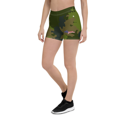 Michigan Upper Peninsula Tight Shorts (w/ UP Outline) | Woodland Camo