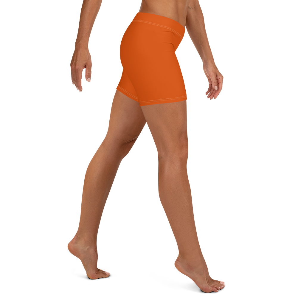 Michigan Upper Peninsula Tight Shorts (w/ UP Outline) | Maple Leaf Orange