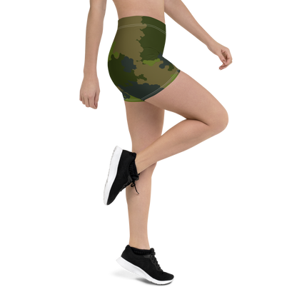 Michigan Upper Peninsula Tight Shorts (w/ UP Outline) | Woodland Camo