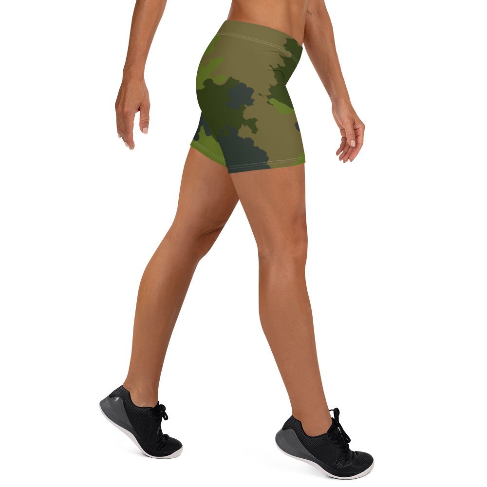 Michigan Upper Peninsula Tight Shorts (w/ UP Outline) | Woodland Camo