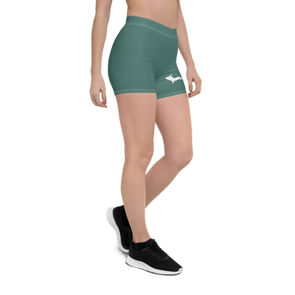 Michigan Upper Peninsula Tight Shorts (w/ UP Outline) | Copper Green