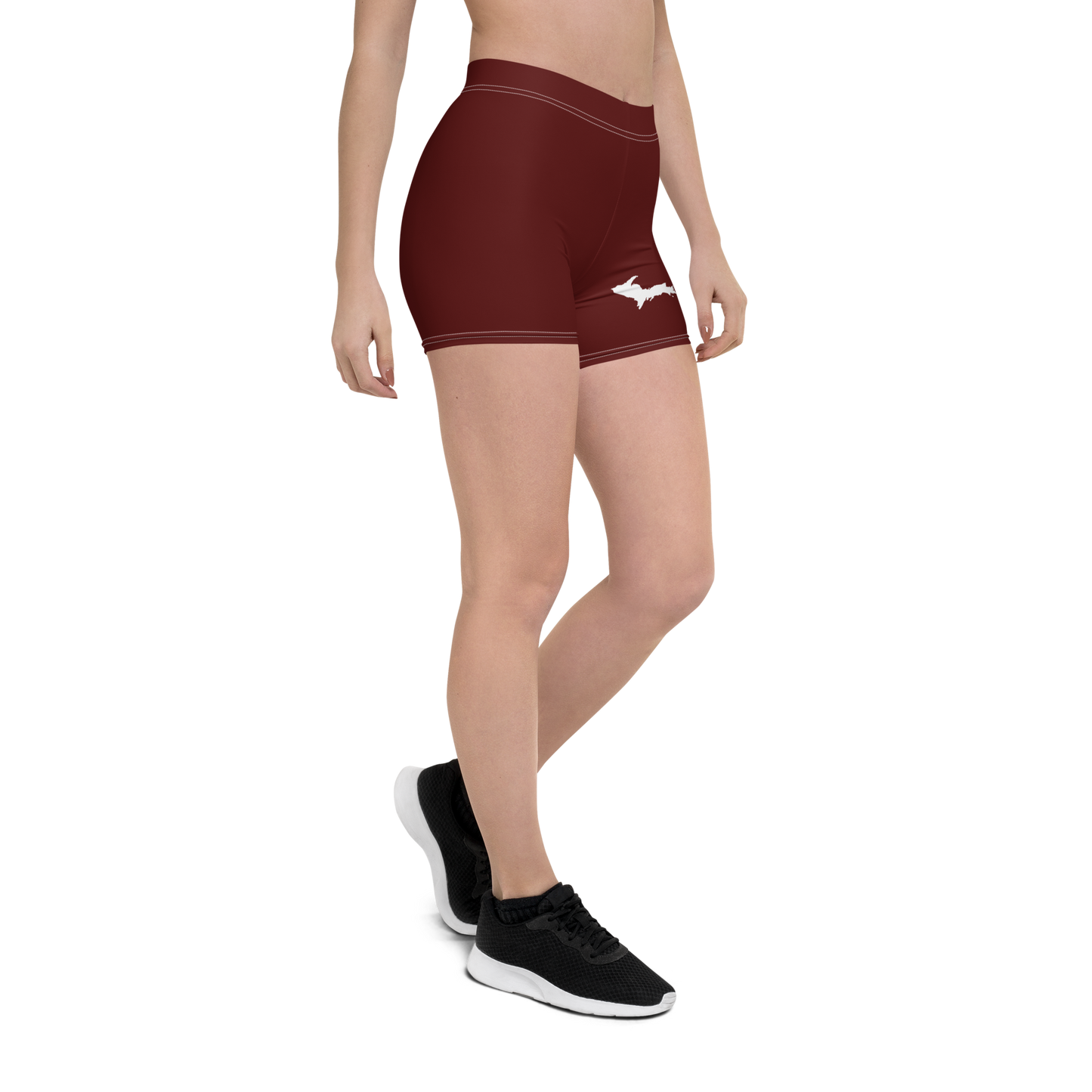 Michigan Upper Peninsula Tight Shorts (w/ UP Outline) | Cherrywood Color