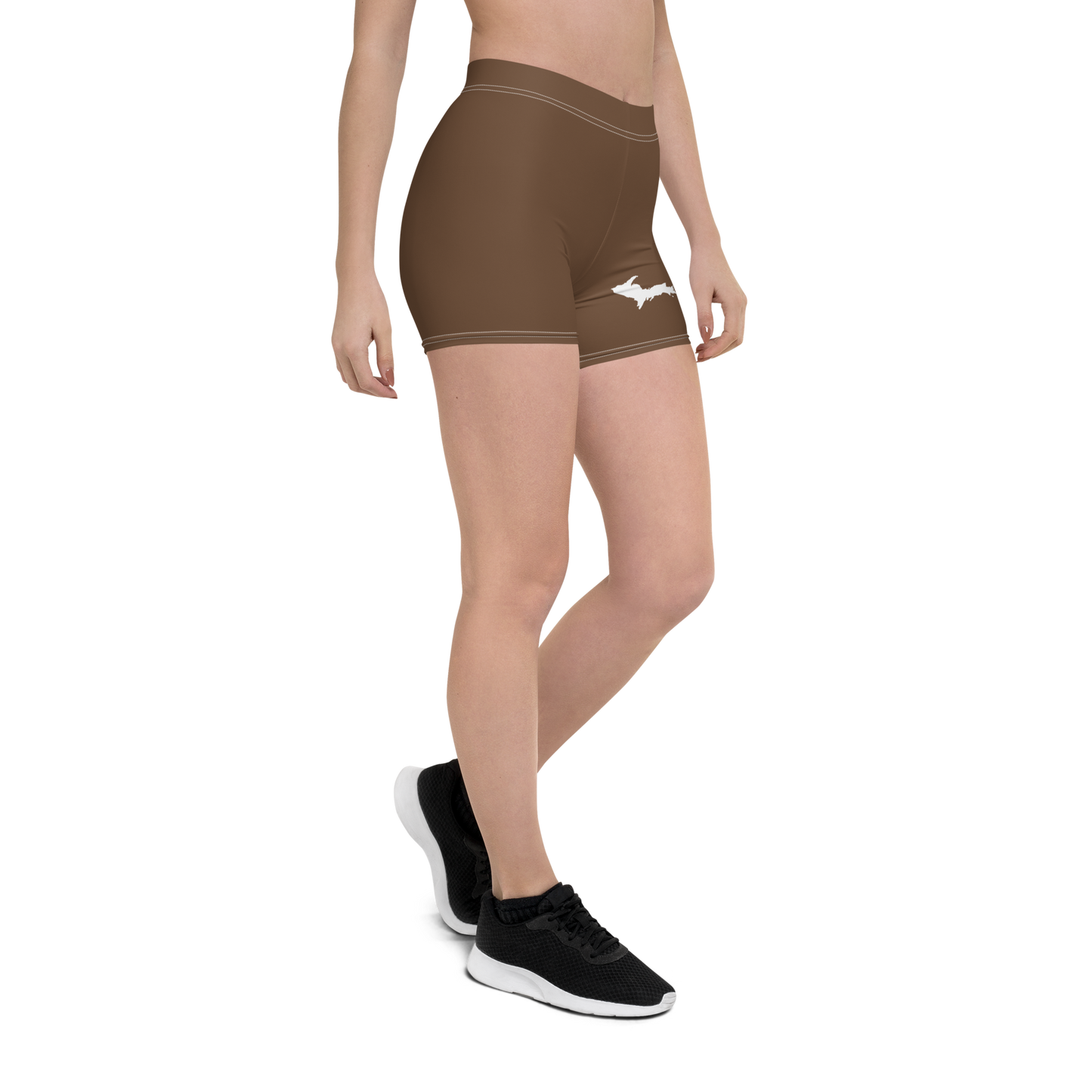 Michigan Upper Peninsula Tight Shorts (w/ UP Outline) | Coffee Color