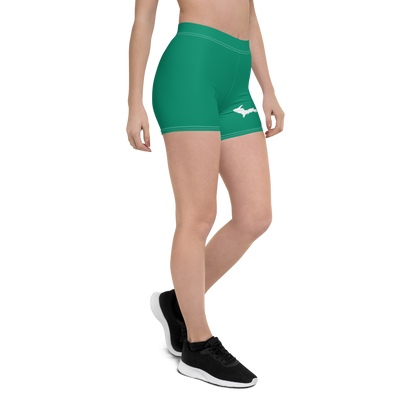 Michigan Upper Peninsula Tight Shorts (w/ UP Outline) | Emerald Green