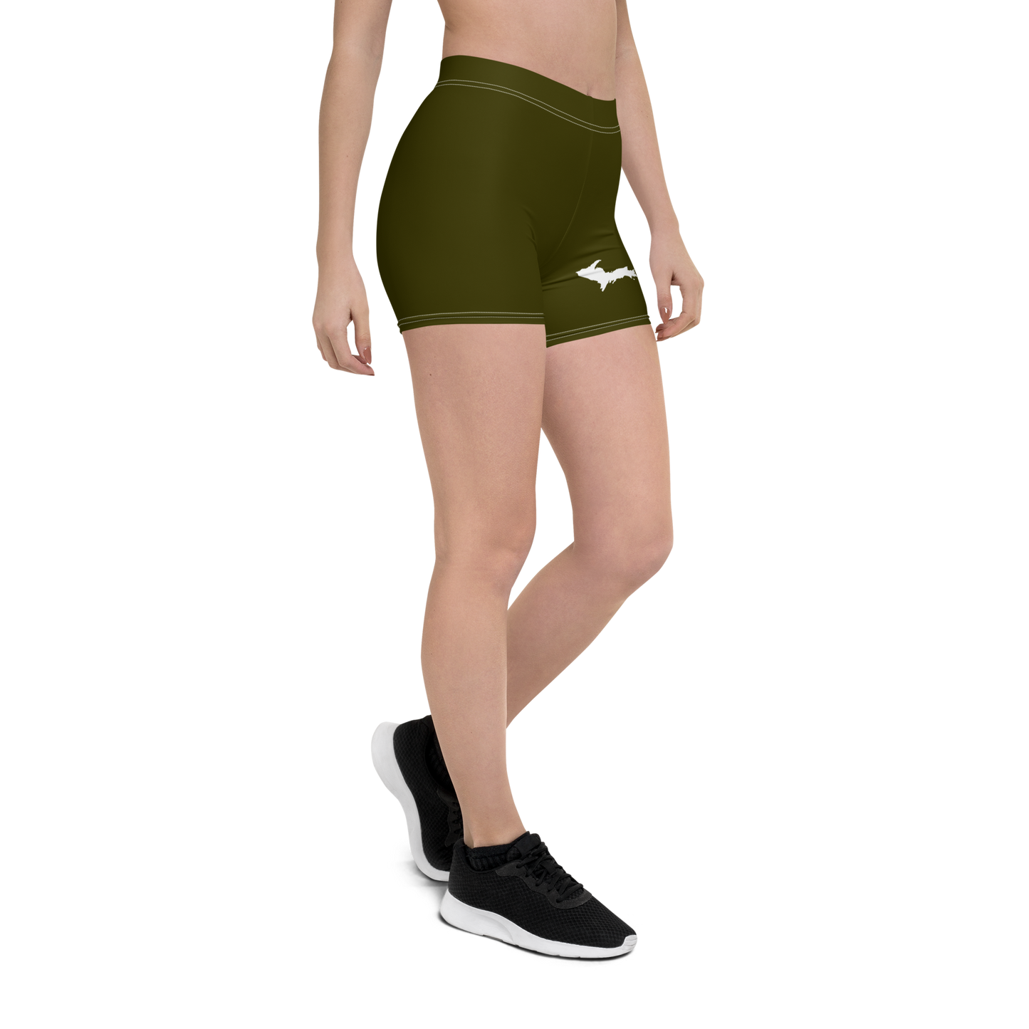 Michigan Upper Peninsula Tight Shorts (w/ UP Outline) | Military Green