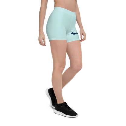 Michigan Upper Peninsula Tight Shorts (w/ UP Outline) | Cyan