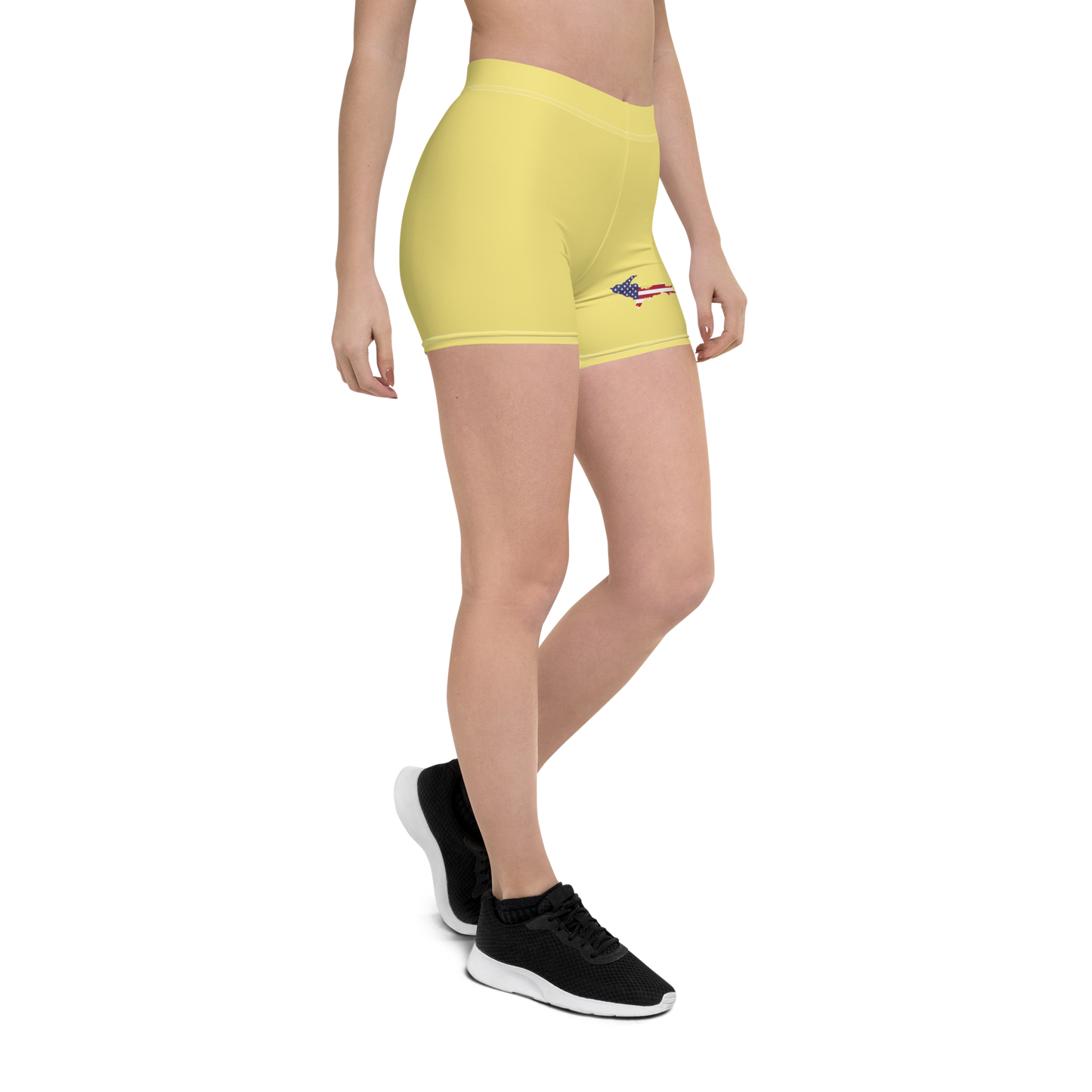 Michigan Upper Peninsula Tight Shorts (w/ UP Outline) | Cherry Yellow