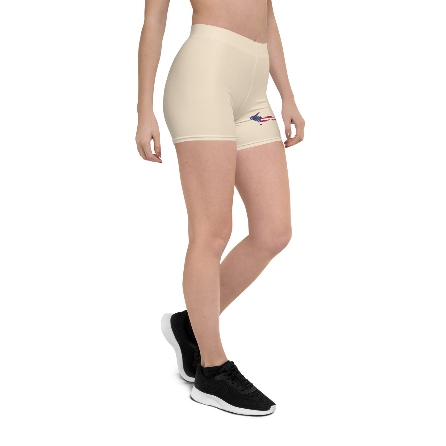 Michigan Upper Peninsula Tight Shorts (w/ UP Outline) | Champagne White