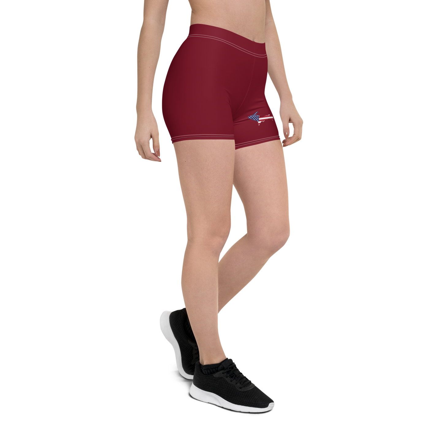 Michigan Upper Peninsula Tight Shorts (w/ UP Outline) | Burgandy