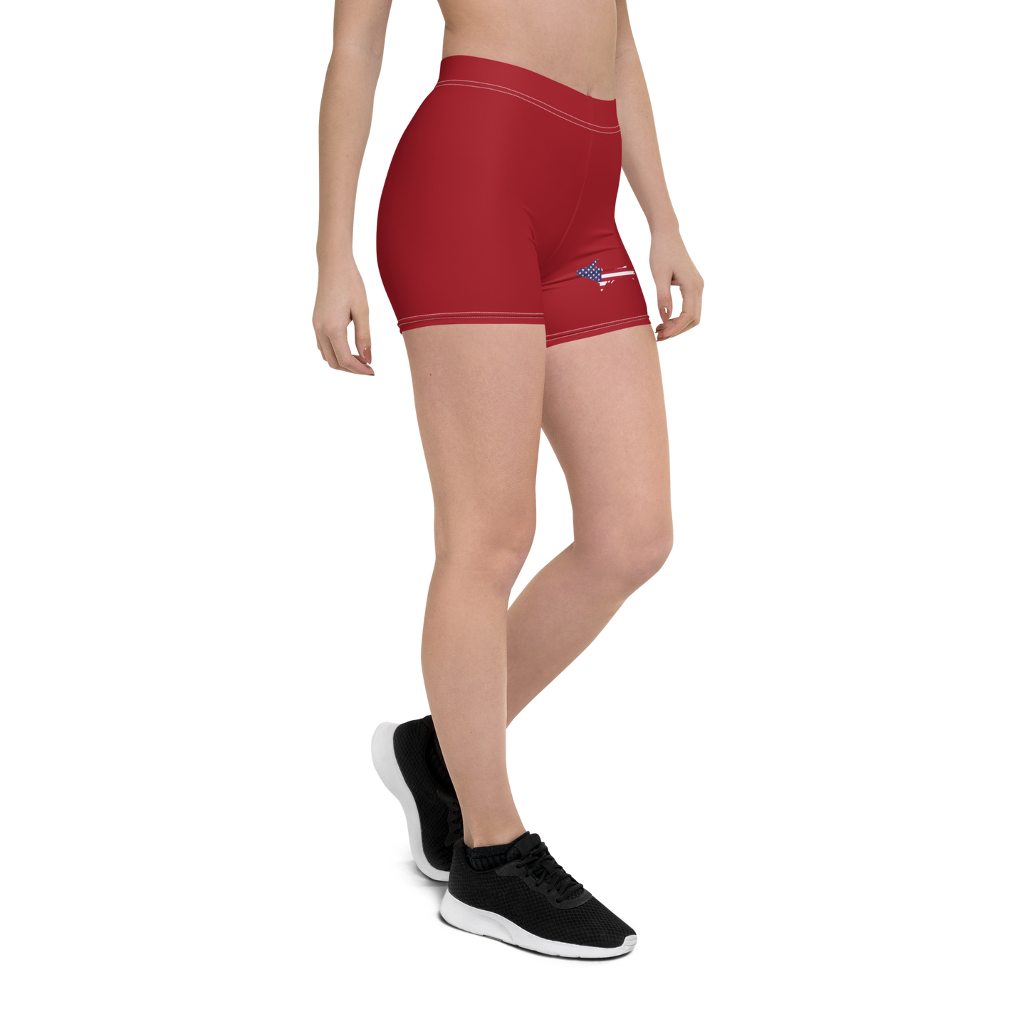 Michigan Upper Peninsula Tight Shorts (w/ UP Outline) | Thimbleberry Red