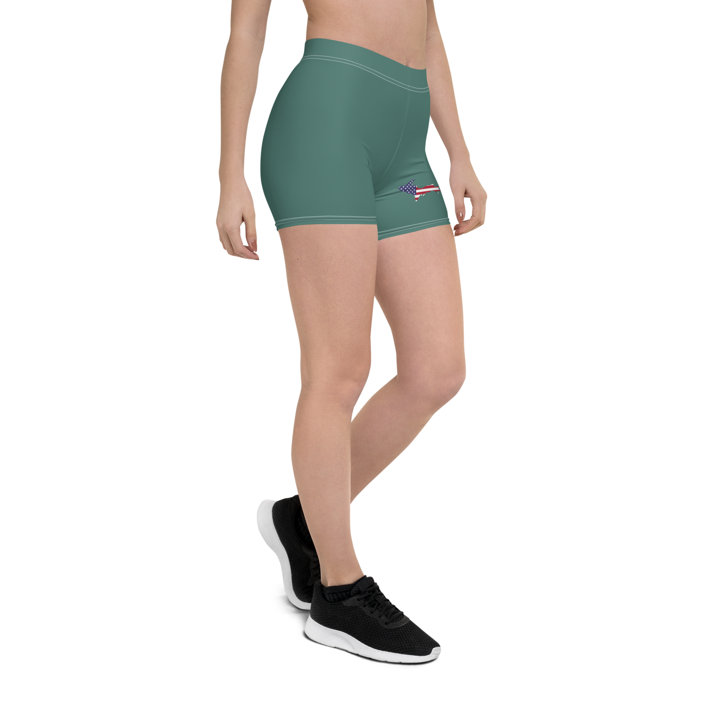 Michigan Upper Peninsula Tight Shorts (w/ UP Outline) | Copper Green