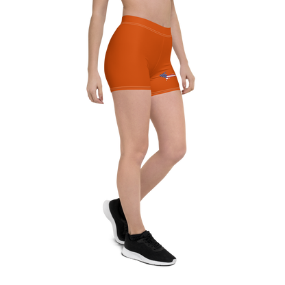 Michigan Upper Peninsula Tight Shorts (w/ UP Outline) | Maple Leaf Orange