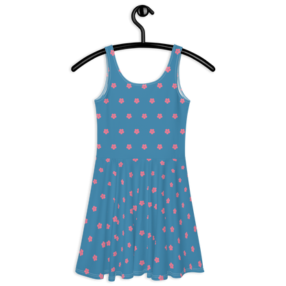 Michigan Cherry Blossom Skater Dress | Lake Michigan Blue