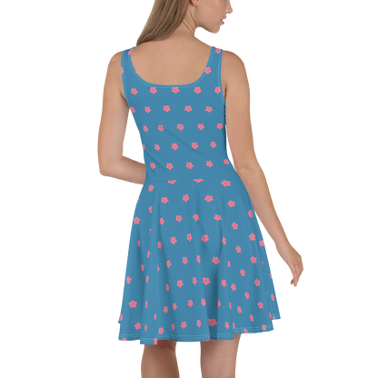 Michigan Cherry Blossom Skater Dress | Lake Michigan Blue