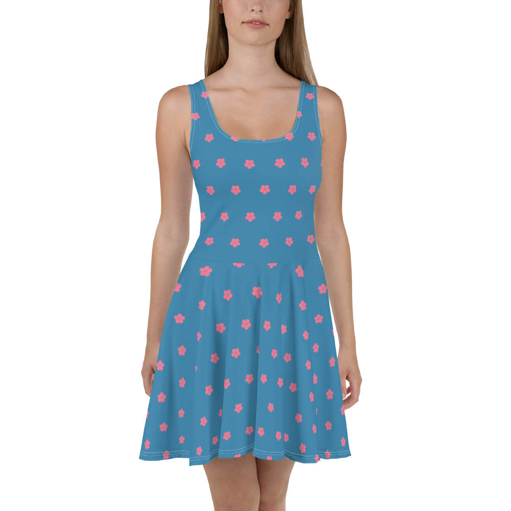 Michigan Cherry Blossom Skater Dress | Lake Michigan Blue