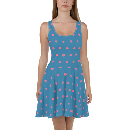 Michigan Cherry Blossom Skater Dress | Lake Michigan Blue