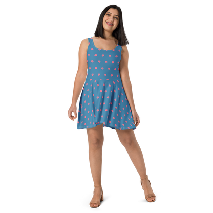 Michigan Cherry Blossom Skater Dress | Lake Michigan Blue