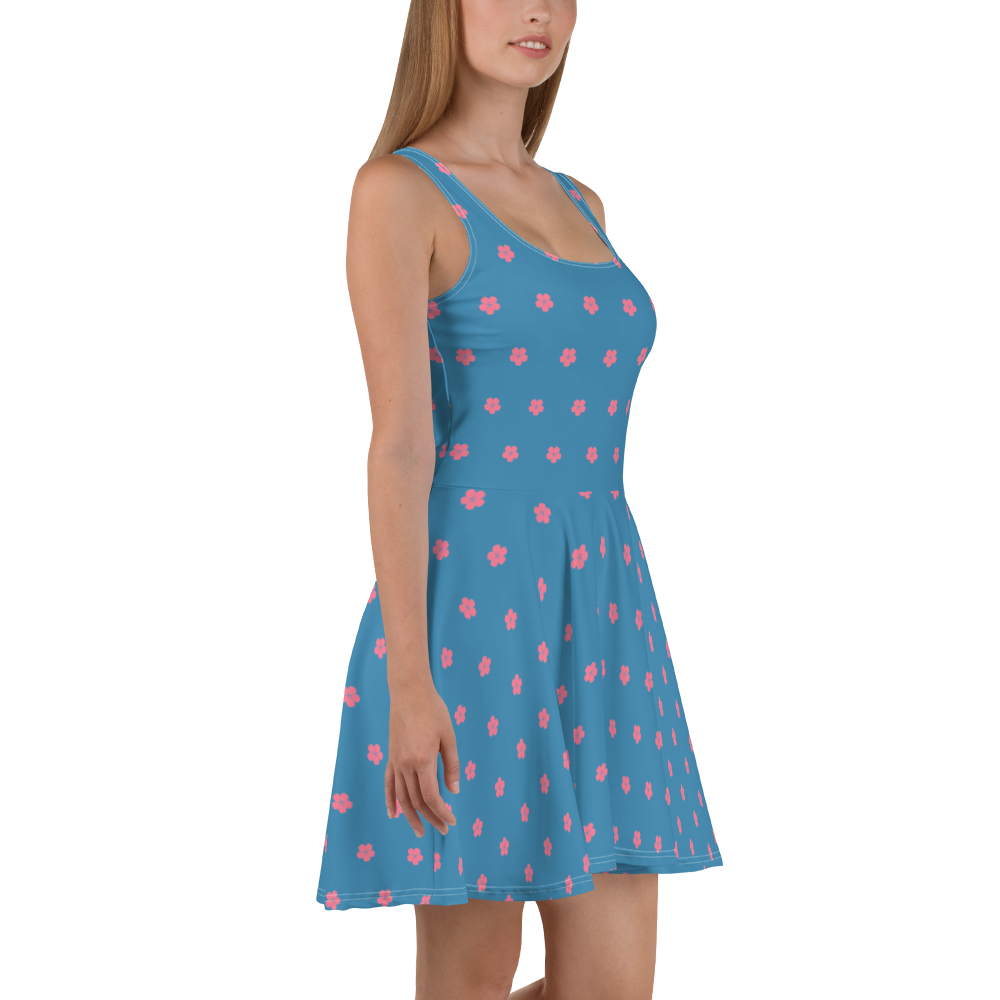 Michigan Cherry Blossom Skater Dress | Lake Michigan Blue