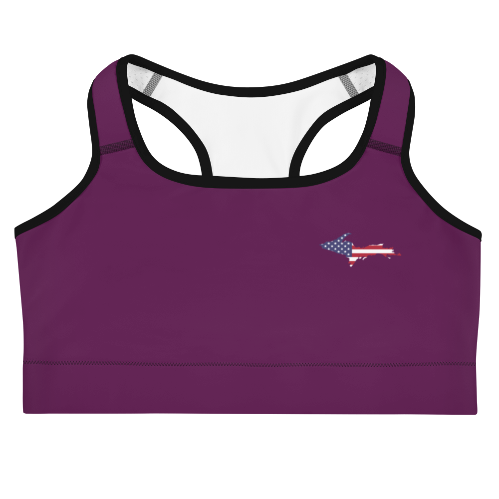 Michigan Upper Peninsula Sports Bra (w/ UP USA Flag ) | Tyrian Purple