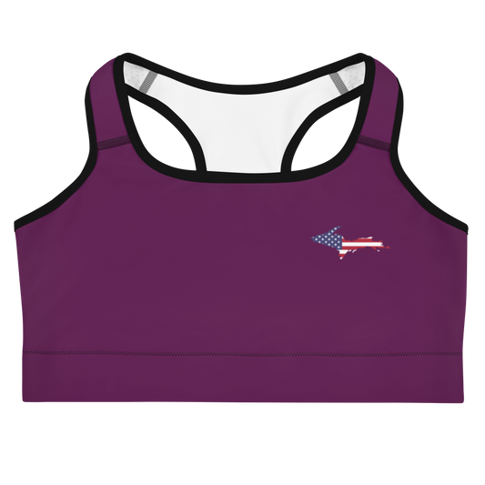 Michigan Upper Peninsula Sports Bra (w/ UP USA Flag ) | Tyrian Purple