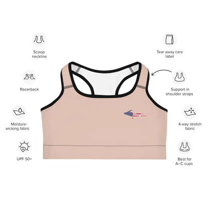 Michigan Upper Peninsula Sports Bra (w/ UP USA Flag) | Rose Gold