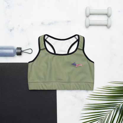 Michigan Upper Peninsula Sports Bra (w/ UP USA Flag) | Beachgrass Green