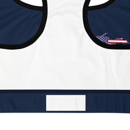 Michigan Upper Peninsula Sports Bra (w/ UP USA Flag Outline) | Navy