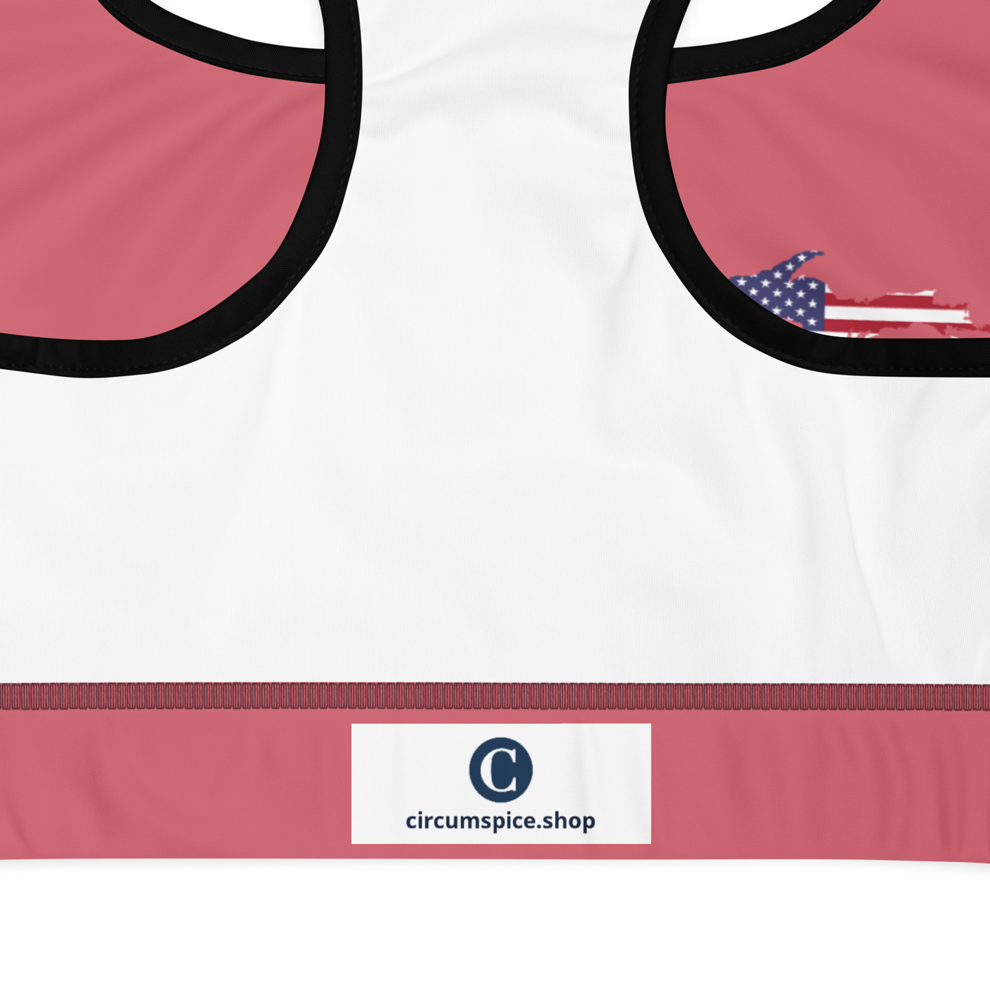 Michigan Upper Peninsula Sports Bra (w/ UP USA Flag Outline) | Watermelon Pink