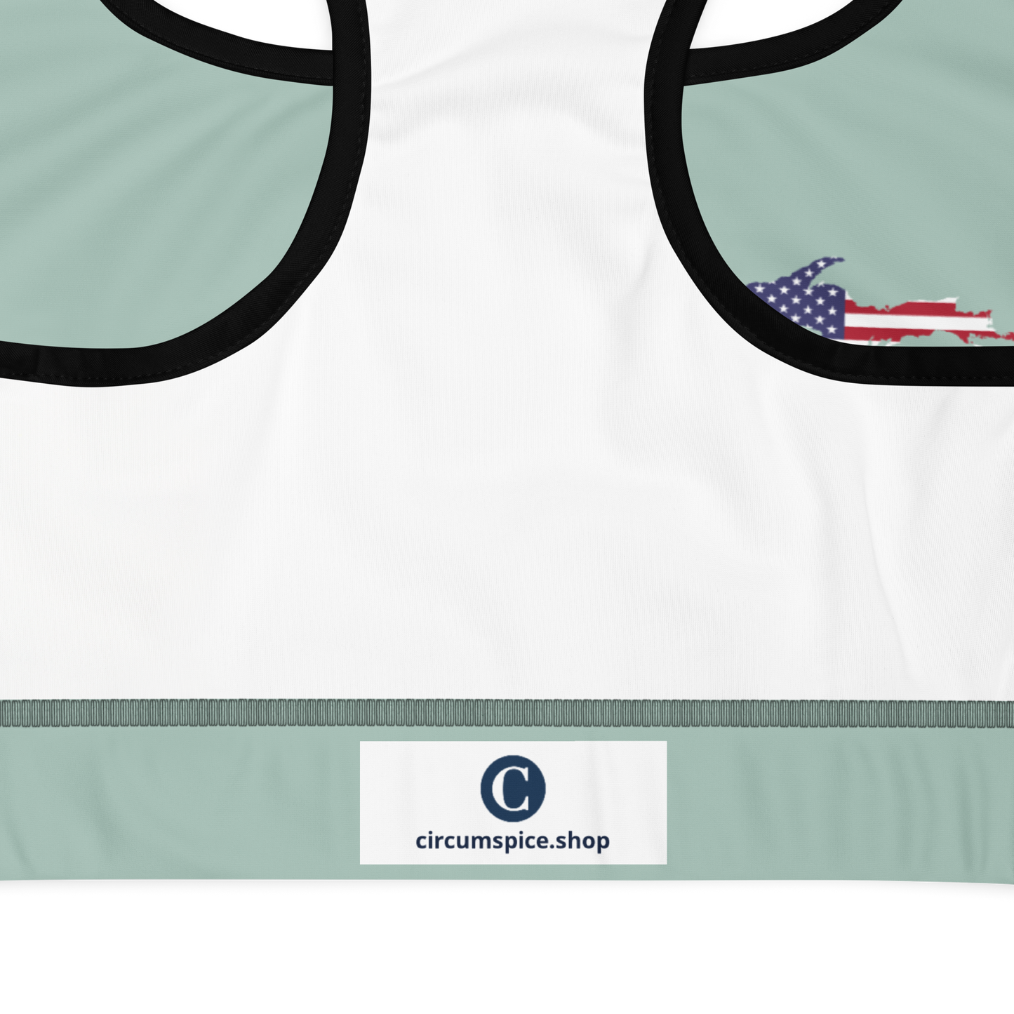 Michigan Upper Peninsula Sports Bra (w/ UP USA Flag ) | Sea Green