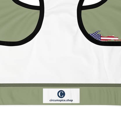 Michigan Upper Peninsula Sports Bra (w/ UP USA Flag) | Beachgrass Green