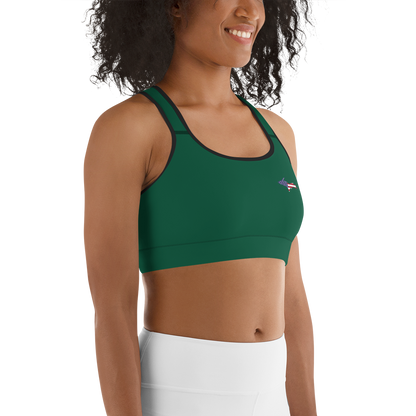 Michigan Upper Peninsula Sports Bra (w/ UP USA Flag) | Superior Green