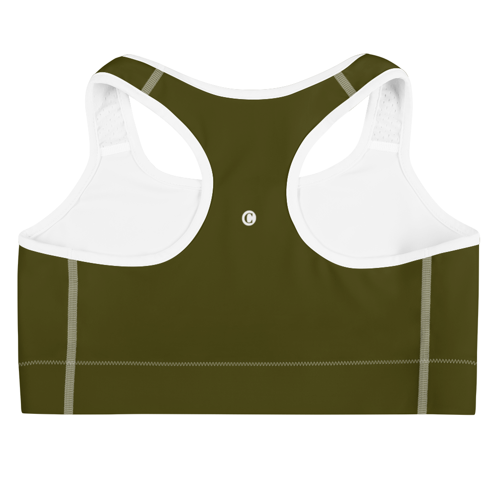 Michigan Upper Peninsula Sports Bra (w/ UP USA Flag ) | Military Green