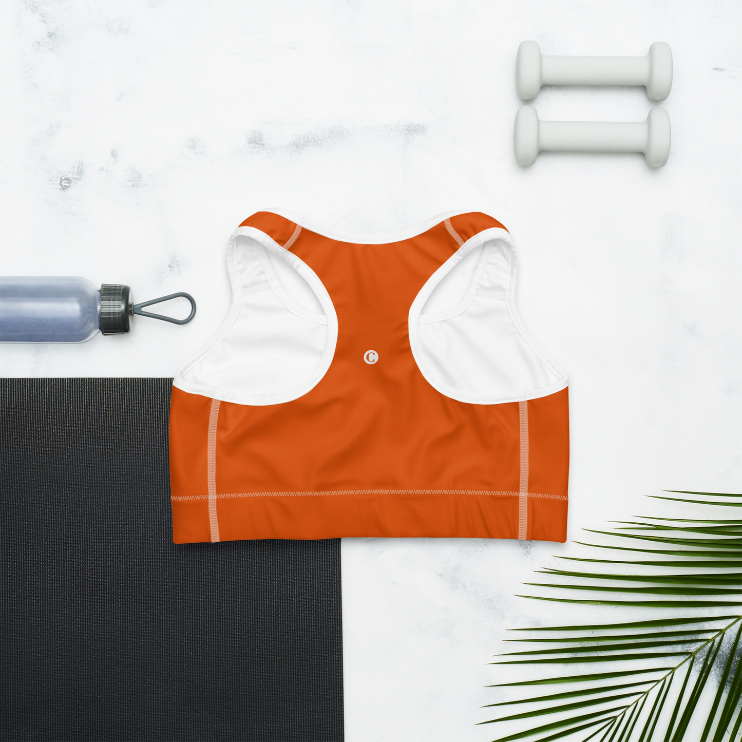 Michigan Upper Peninsula Sports Bra (w/ UP Outline) | Maple Leaf Orange