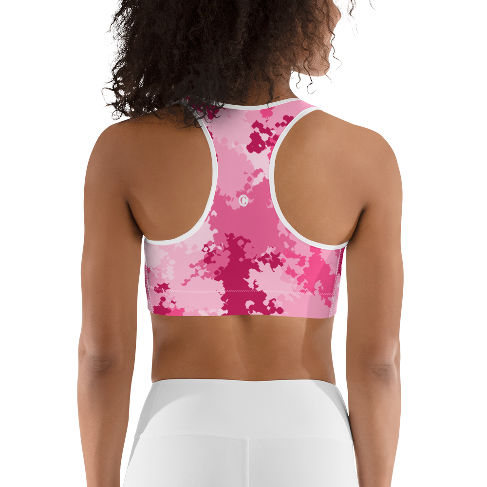 Michigan Upper Peninsula Sports Bra (w/ UP Outline) | Pink Camo