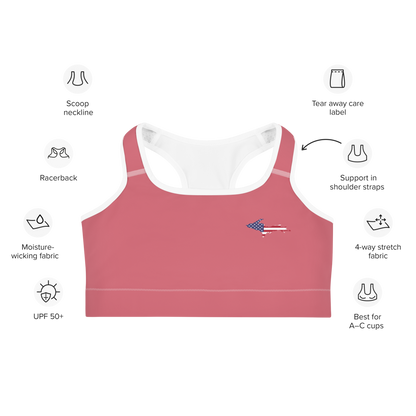 Michigan Upper Peninsula Sports Bra (w/ UP USA Flag Outline) | Watermelon Pink