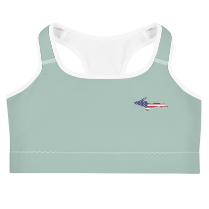 Michigan Upper Peninsula Sports Bra (w/ UP USA Flag ) | Sea Green