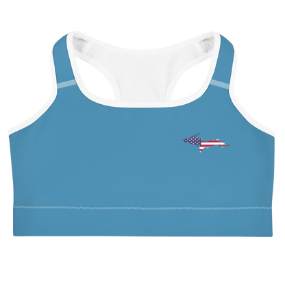 Michigan Upper Peninsula Sports Bra (w/ UP USA Flag) | Lake Michigan Blue