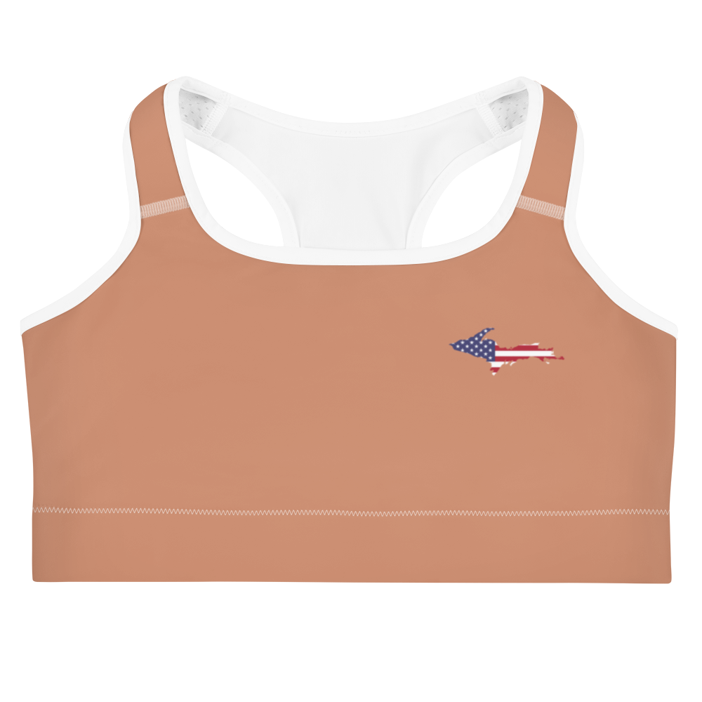 Michigan Upper Peninsula Sports Bra (w/ UP USA Flag) | Copper Color