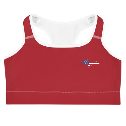 Michigan Upper Peninsula Sports Bra (w/ UP USA Flag) | Thimbleberry Red