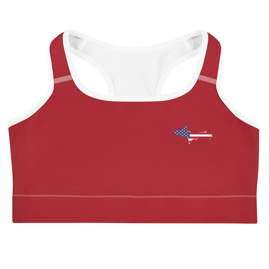 Michigan Upper Peninsula Sports Bra (w/ UP USA Flag) | Thimbleberry Red