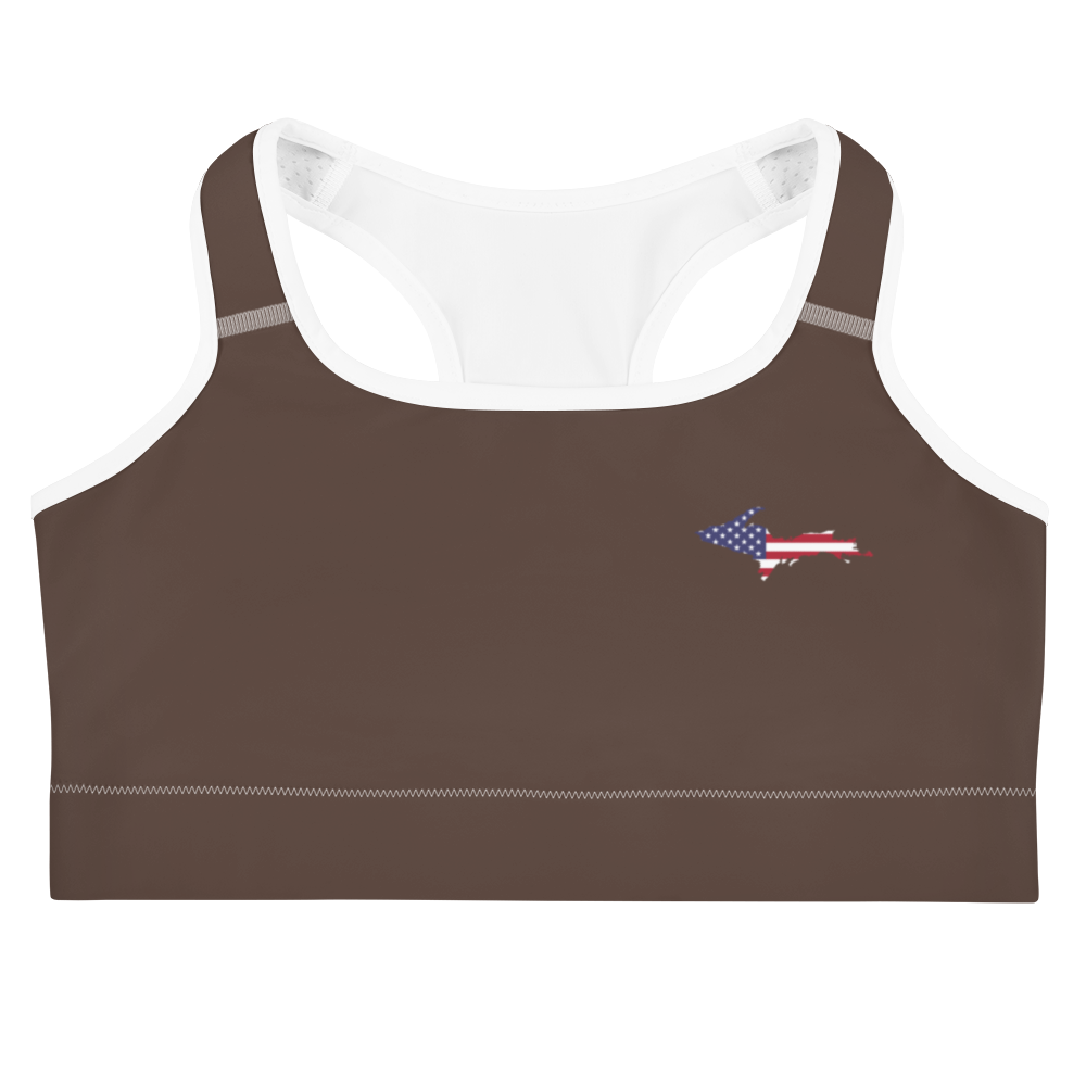 Michigan Upper Peninsula Sports Bra (w/ UP USA Flag) | Hickory Color