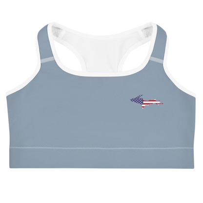 Michigan Upper Peninsula Sports Bra (w/ UP USA Flag) | B-24 Grey