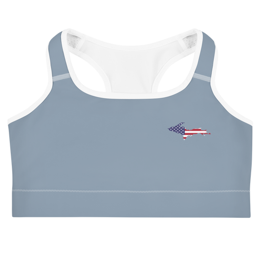 Michigan Upper Peninsula Sports Bra (w/ UP USA Flag) | B-24 Grey