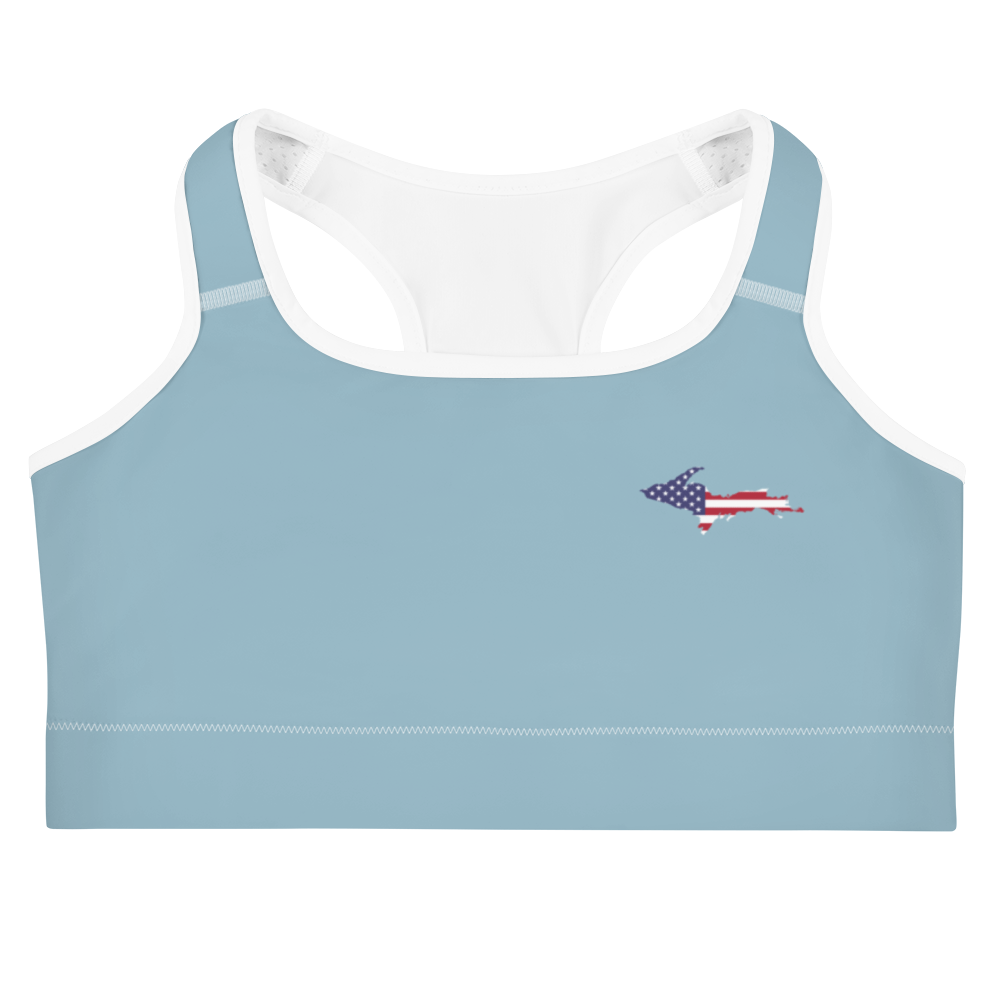 Michigan Upper Peninsula Sports Bra (w/ UP USA Flag) | Opal Blue