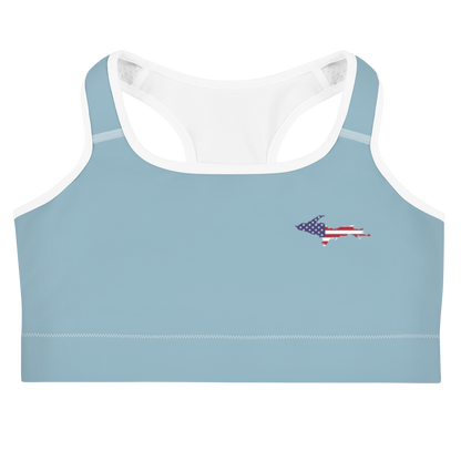 Michigan Upper Peninsula Sports Bra (w/ UP USA Flag) | Opal Blue