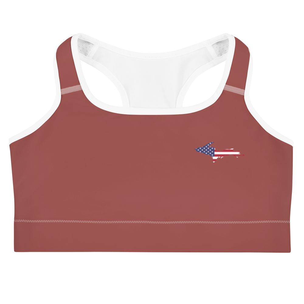 Michigan Upper Peninsula Sports Bra (w/ UP USA Flag) | Ore Dock Red