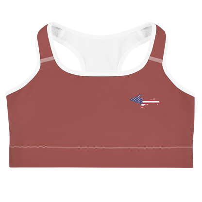 Michigan Upper Peninsula Sports Bra (w/ UP USA Flag) | Ore Dock Red